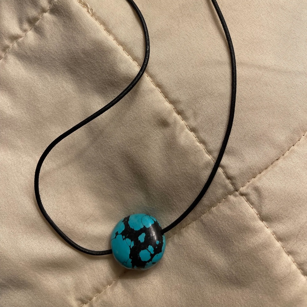 Jay King Mine Finds Sterling Silver large Turquoise bead on Cord Necklace 19-22"